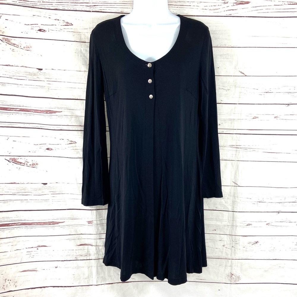 Escada Margaretha Ley Knit Top Women’s 38 Black Tunik Slit Front Long Sleeve.